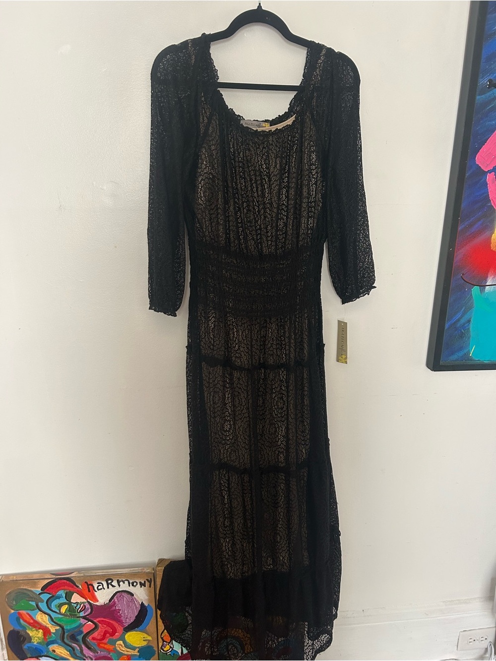 Black Lace Witchy Boho Maxi Dress - Elegant Womens Evening Dress
